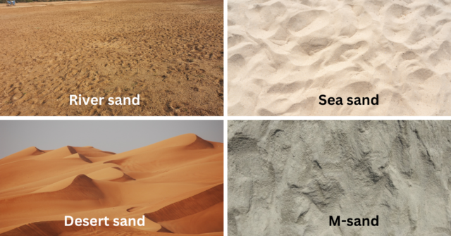 River sand, sea sand, desert sand, m sand
